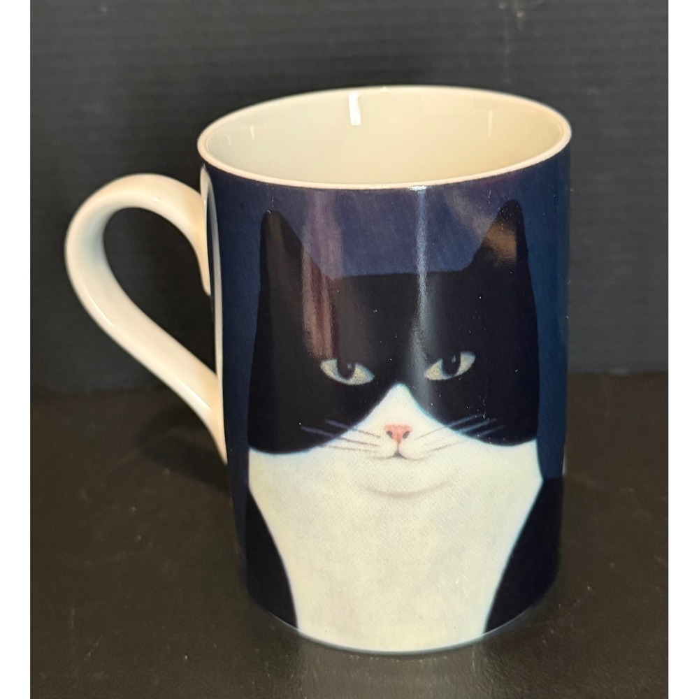 Department 56 10 oz Mug Blue Martin Leman Tuxedo Cat Kitten Kitty Kramer Japan